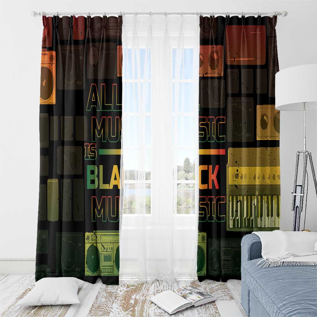 Black Music Month Window Curtain All Music Is Black Music - Wonder Print Shop