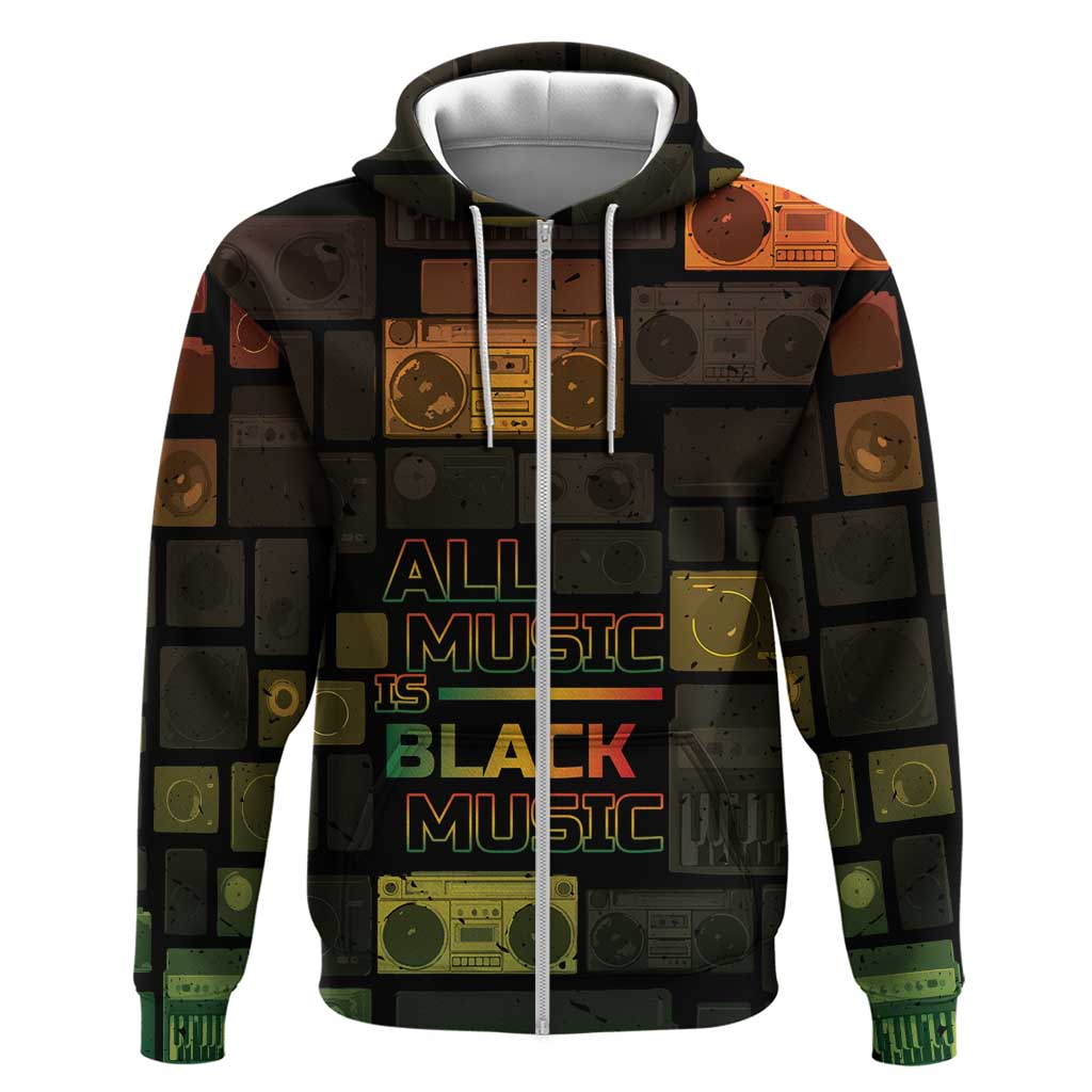 Black Music Month Zip Hoodie All Music Is Black Music - Wonder Print Shop