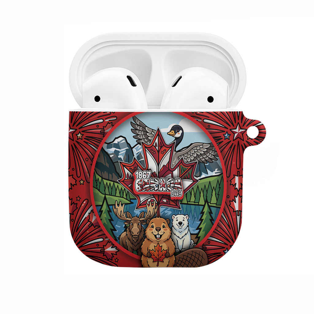 Happy Canada Day AirPods Case Cute Wildlife Animals Maple Leaf