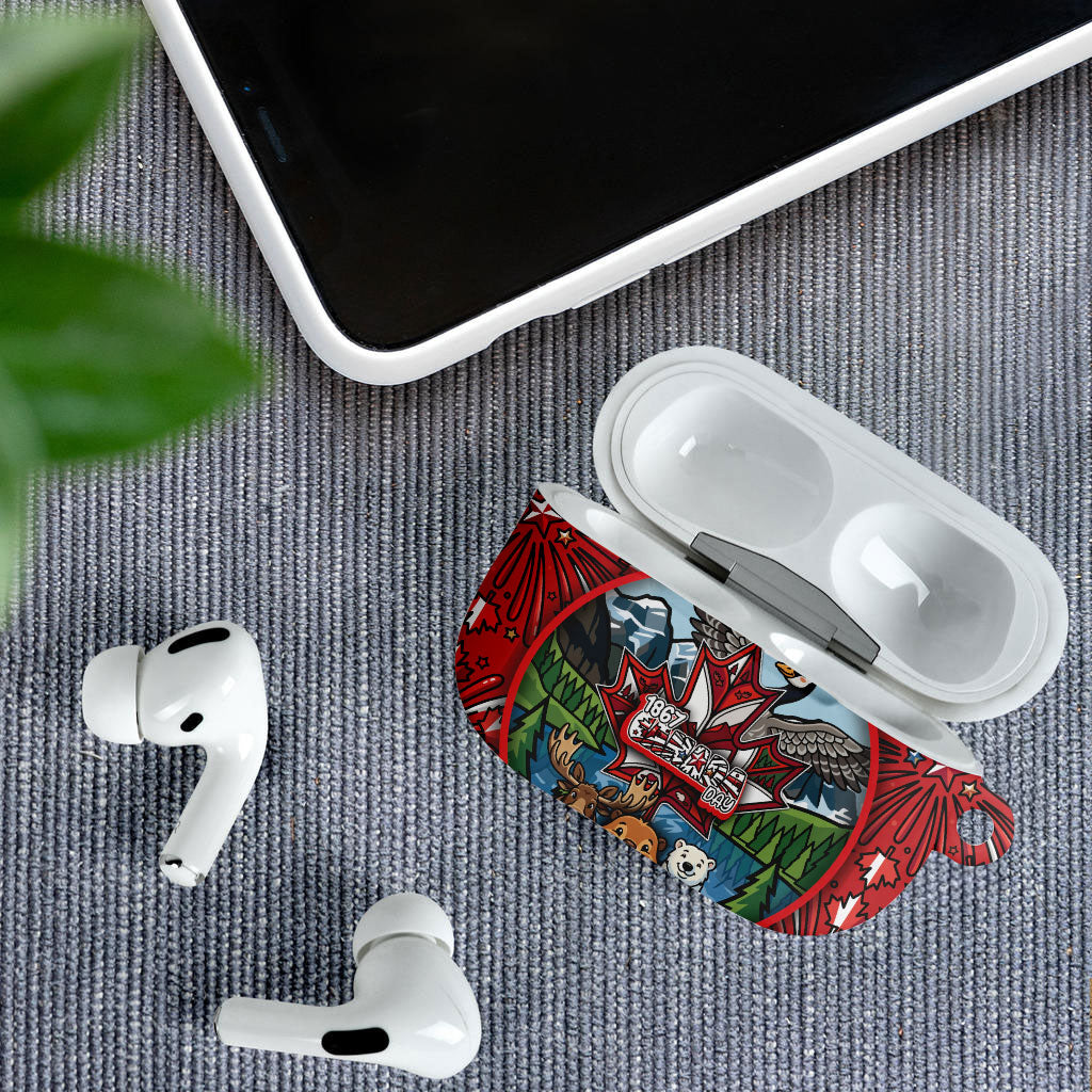 Happy Canada Day AirPods Case Cute Wildlife Animals Maple Leaf