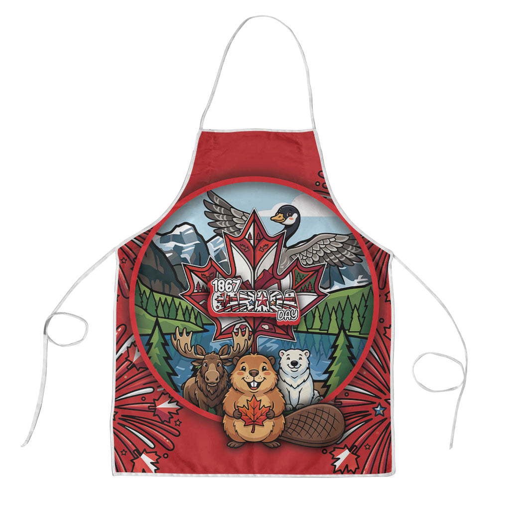 Happy Canada Day Apron Cute Wildlife Animals Maple Leaf