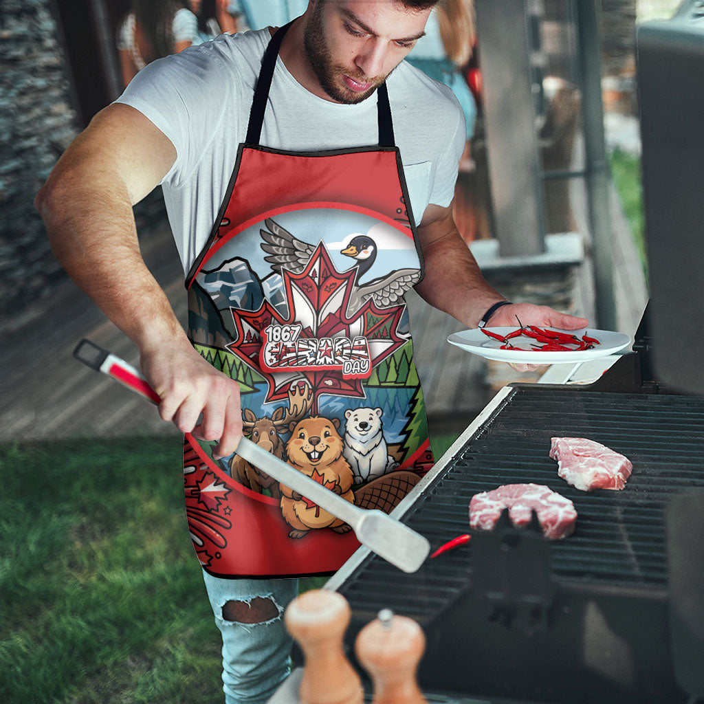Happy Canada Day Apron Cute Wildlife Animals Maple Leaf