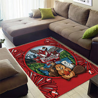 Happy Canada Day Area Rug Cute Wildlife Animals Maple Leaf