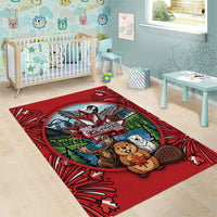 Happy Canada Day Area Rug Cute Wildlife Animals Maple Leaf