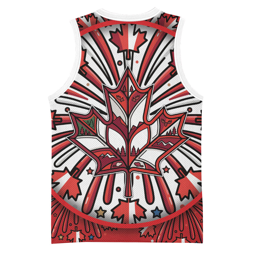 Happy Canada Day Basketball Jersey Cute Wildlife Animals Maple Leaf