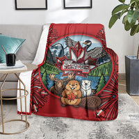 Happy Canada Day Blanket Cute Wildlife Animals Maple Leaf