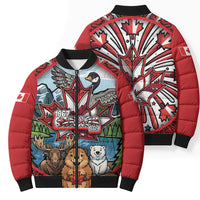 Happy Canada Day Bomber Puffer Jacket Cute Wildlife Animals Maple Leaf