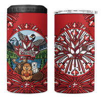 Happy Canada Day 4 in 1 Can Cooler Tumbler Cute Wildlife Animals Maple Leaf