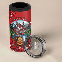 Happy Canada Day 4 in 1 Can Cooler Tumbler Cute Wildlife Animals Maple Leaf