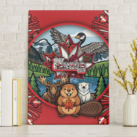 Happy Canada Day Canvas Wall Art Cute Wildlife Animals Maple Leaf