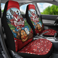 Happy Canada Day Car Seat Cover Cute Wildlife Animals Maple Leaf