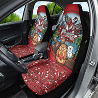 Happy Canada Day Car Seat Cover Cute Wildlife Animals Maple Leaf