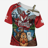 Happy Canada Day Cross Shoulder Shirt Cute Wildlife Animals Maple Leaf
