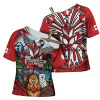 Happy Canada Day Cross Shoulder Shirt Cute Wildlife Animals Maple Leaf