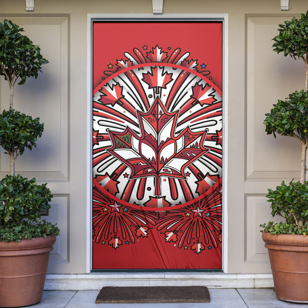 Happy Canada Day Door Cover Cute Wildlife Animals Maple Leaf