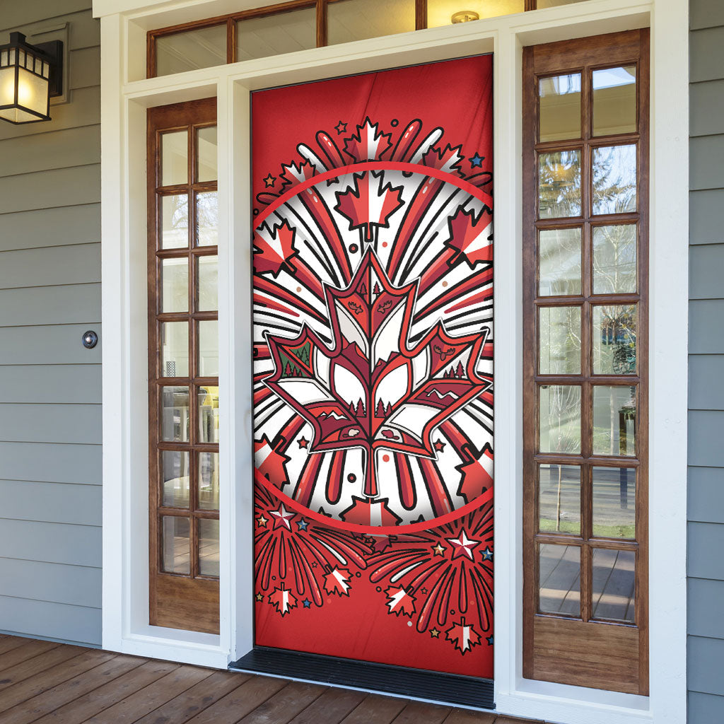 Happy Canada Day Door Cover Cute Wildlife Animals Maple Leaf