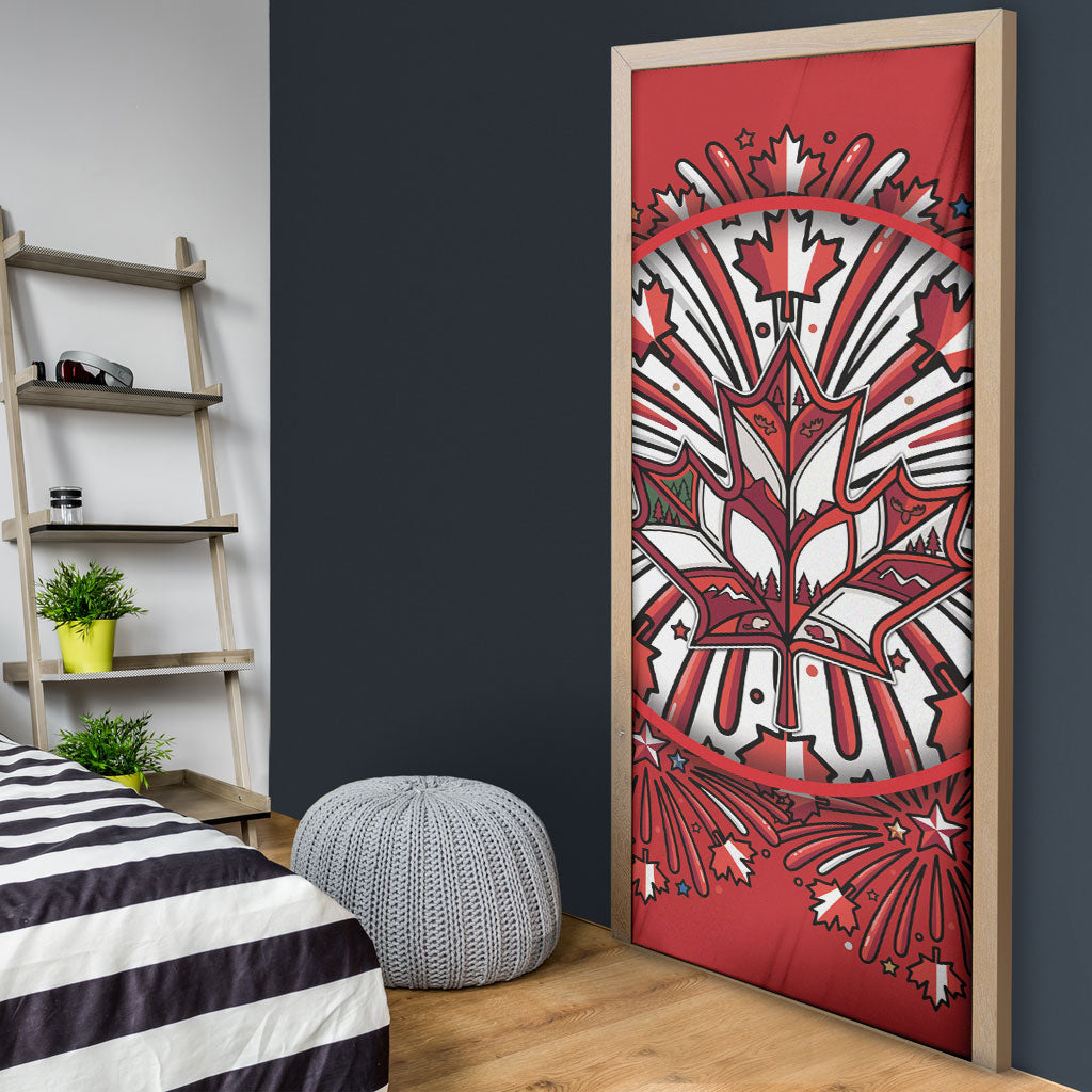 Happy Canada Day Door Cover Cute Wildlife Animals Maple Leaf