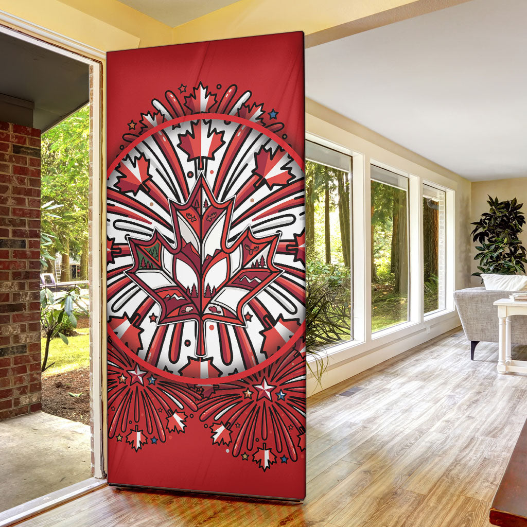 Happy Canada Day Door Cover Cute Wildlife Animals Maple Leaf