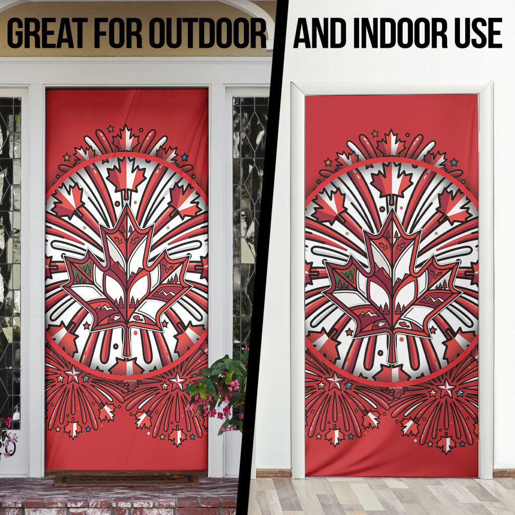 Happy Canada Day Door Cover Cute Wildlife Animals Maple Leaf