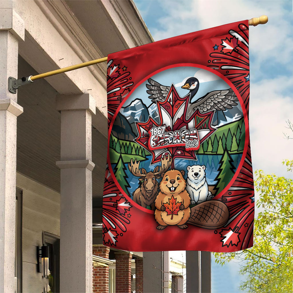 Happy Canada Day Garden Flag Cute Wildlife Animals Maple Leaf