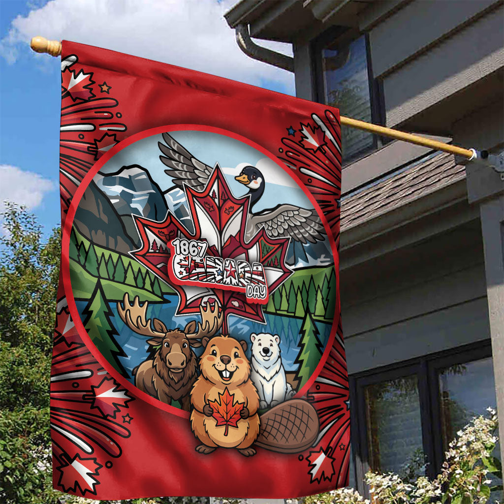 Happy Canada Day Garden Flag Cute Wildlife Animals Maple Leaf