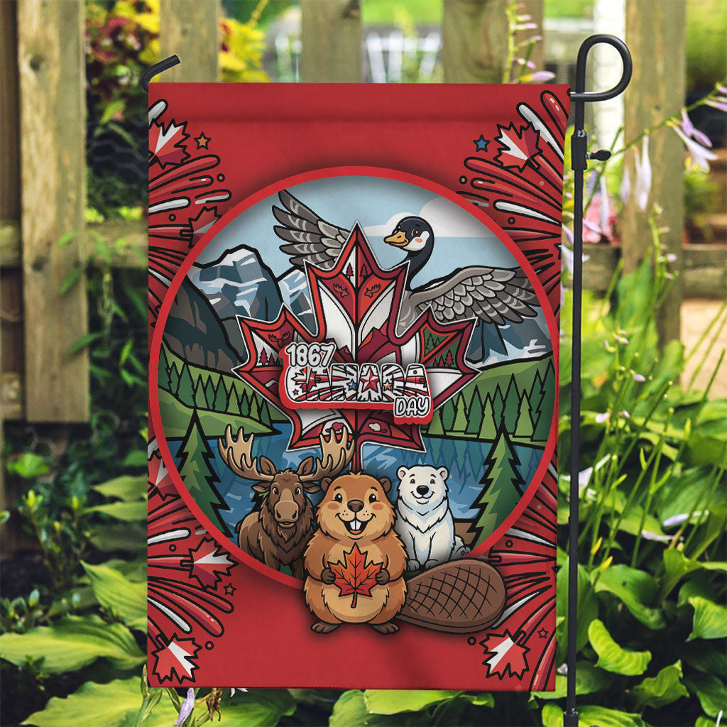 Happy Canada Day Garden Flag Cute Wildlife Animals Maple Leaf