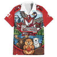 Happy Canada Day Hawaiian Shirt Cute Wildlife Animals Maple Leaf