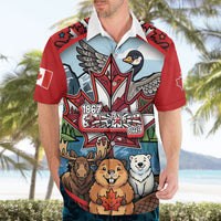 Happy Canada Day Hawaiian Shirt Cute Wildlife Animals Maple Leaf