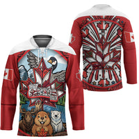 Happy Canada Day Hockey Jersey Cute Wildlife Animals Maple Leaf