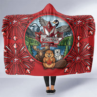 Happy Canada Day Hooded Blanket Cute Wildlife Animals Maple Leaf