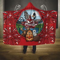Happy Canada Day Hooded Blanket Cute Wildlife Animals Maple Leaf