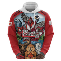 Happy Canada Day Hoodie Cute Wildlife Animals Maple Leaf