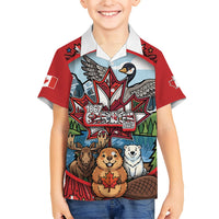 Happy Canada Day Kid Hawaiian Shirt Cute Wildlife Animals Maple Leaf