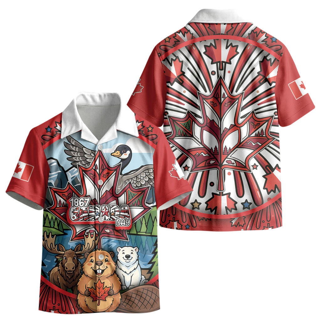 Happy Canada Day Kid Hawaiian Shirt Cute Wildlife Animals Maple Leaf DT05