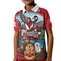 Happy Canada Day Kid Polo Shirt Cute Wildlife Animals Maple Leaf