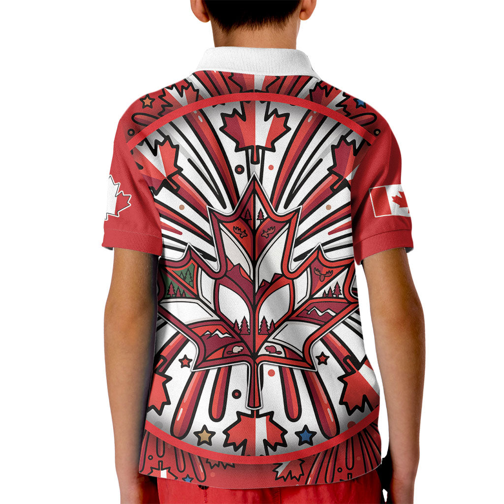 Happy Canada Day Kid Polo Shirt Cute Wildlife Animals Maple Leaf