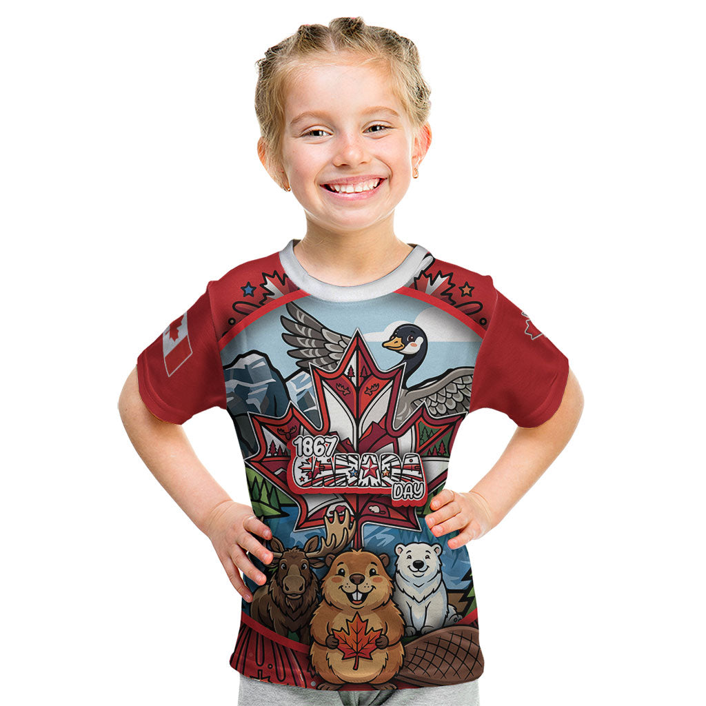 Happy Canada Day Kid T Shirt Cute Wildlife Animals Maple Leaf