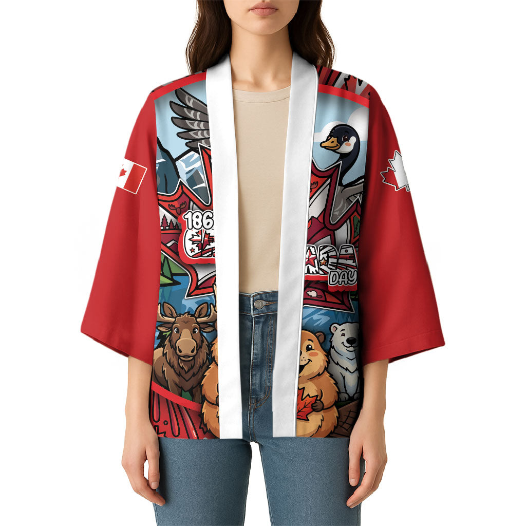 Happy Canada Day Kimono Cute Wildlife Animals Maple Leaf
