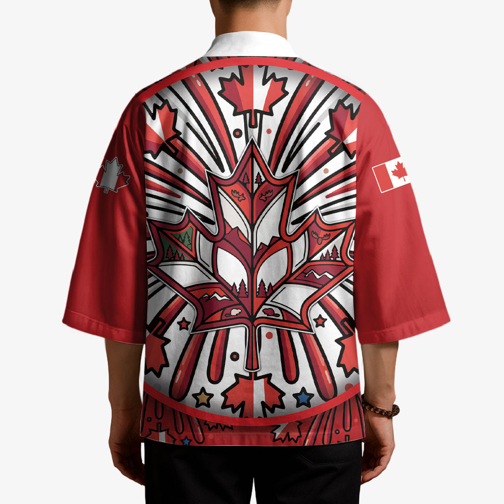 Happy Canada Day Kimono Cute Wildlife Animals Maple Leaf