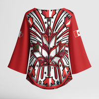 Happy Canada Day Kimono Sleeve Blouse Cute Wildlife Animals Maple Leaf