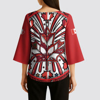 Happy Canada Day Kimono Sleeve Blouse Cute Wildlife Animals Maple Leaf