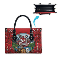 Happy Canada Day Leather Bag Cute Wildlife Animals Maple Leaf