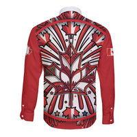 Happy Canada Day Long Sleeve Button Shirt Cute Wildlife Animals Maple Leaf