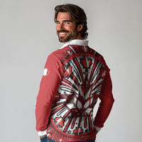 Happy Canada Day Long Sleeve Polo Shirt Cute Wildlife Animals Maple Leaf