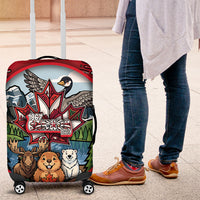 Happy Canada Day Luggage Cover Cute Wildlife Animals Maple Leaf
