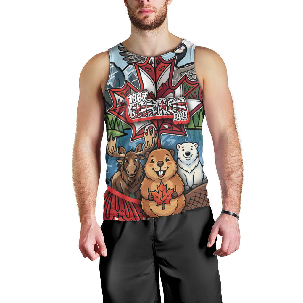 Happy Canada Day Men Tank Top Cute Wildlife Animals Maple Leaf