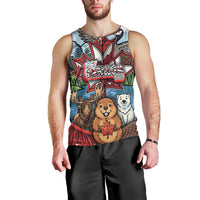 Happy Canada Day Men Tank Top Cute Wildlife Animals Maple Leaf