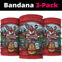Happy Canada Day Neck Gaiter Cute Wildlife Animals Maple Leaf