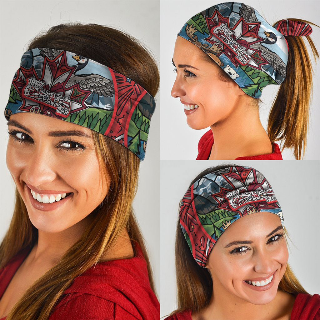 Happy Canada Day Neck Gaiter Cute Wildlife Animals Maple Leaf
