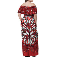 Happy Canada Day Off Shoulder Maxi Dress Cute Wildlife Animals Maple Leaf